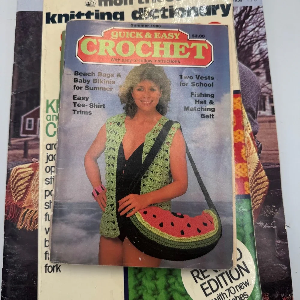 Vintage Knitting Crochet Pattern Book Lot Mon Tricot McCalls Bernat 7 Books